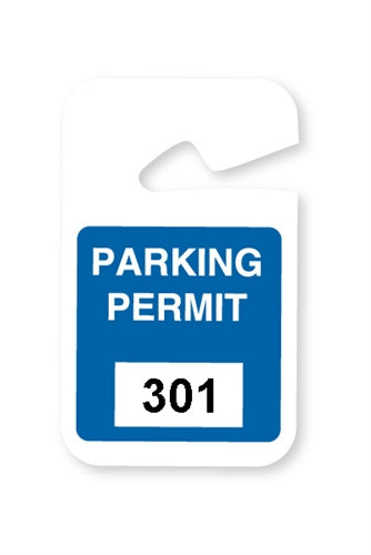 Blue Non-Expiring Plastic Parking Permit Hangtag - Seq. # 301-400 - 05202, Qty = 100