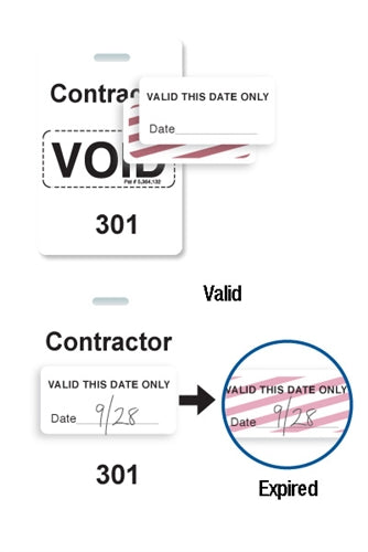 White "Contractor" Reusable VOIDbadge Seq. # 301-400 - 06549, Qty = 100