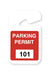 Red Non-Expiring Plastic Parking Permit Hangtag - Seq. # 101-200 - 05195, Qty = 100