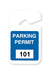 Blue Non-Expiring Plastic Parking Permit Hangtag - Seq. # 101-200 - 05200, Qty = 100