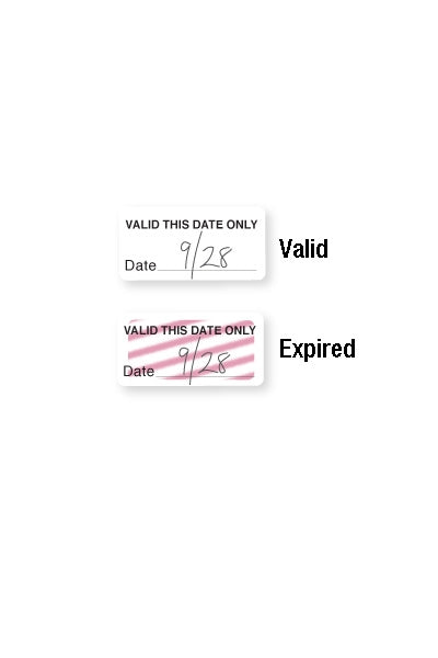Half Day Expiring "Valid This Date Only" TIMEtoken FRONTpart - 06418, Qty = 1000