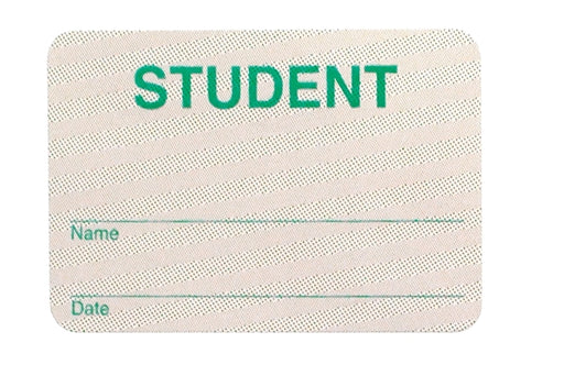Manually Issued "Student" Expiring Badge BACKpart - 08107