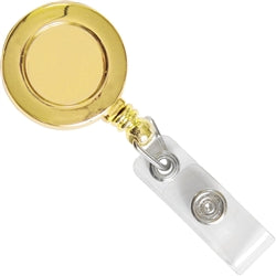 Chrome Metallic Round Economy Badge Reel with Clear Vinyl Strap and Belt Clip - 2120-303X, Qty = 25