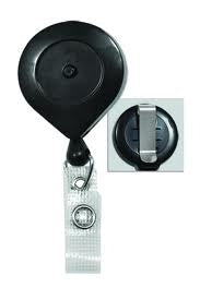 Black Lock-Out Reel with Reinforced Vinyl Strap and Belt Clip, Qty = 25