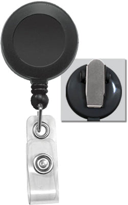 Round Economy Badge Reel with Clear Vinyl Strap and Spring Clip, Qty = 25
