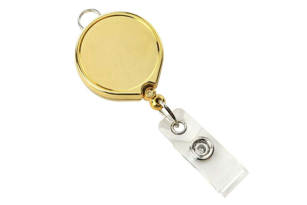 Metallic Logoreel Badge Reel with Clear Vinyl Strap and Belt Clip, Qty = 25