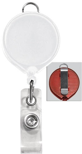 Logoreel Badge Reel with Clear Vinyl Strap and Belt Clip, Qty = 25