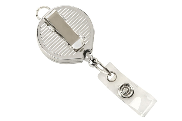 Metallic Logoreel Badge Reel with Clear Vinyl Strap and Belt Clip, Qty = 25