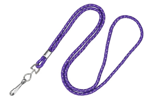 Royal Blue Metallic Silver Round 1/8" (3 mm) Lanyard with Nickel-Plated Steel Swivel Hook - 2135-3022, Qty = 100