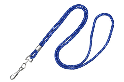 Metallic Silver Round 1/8" (3 mm) Lanyard with Nickel-Plated Steel Swivel Hook, Qty = 100