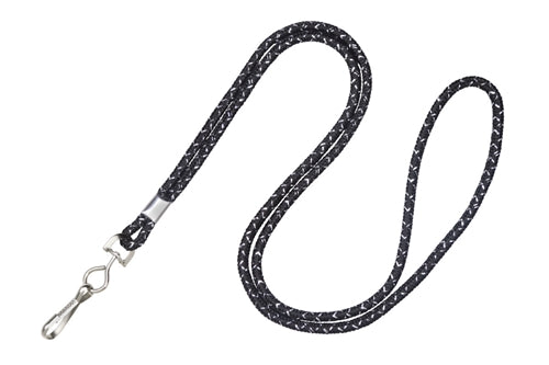 Metallic Silver Round 1/8" (3 mm) Lanyard with Nickel-Plated Steel Swivel Hook, Qty = 100