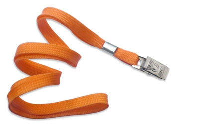 3/8" (10 MM) Flat Polypropylene Woven Lanyard with Nickel-Plated Steel Bulldog Clip, Qty = 100