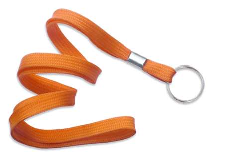 3/8" (10 MM) Flat Polypropylene Woven Lanyard with Nickel-Plated Steel Split Ring, Qty = 100