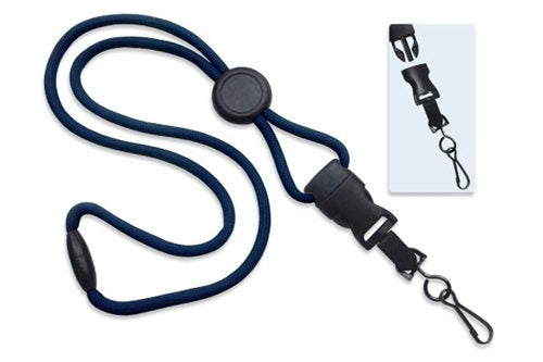 1/4" (6 MM) Round Lanyard with Breakaway, Round Slider and DTACH Swivel Hook, Qty = 100