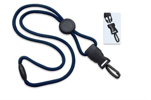1/4" (6 MM) Round Lanyard with Breakaway, Round Slider and DTACH Plastic Swivel Snap Hook, Qty = 100