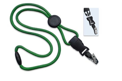 1/4" (6 MM) Round Lanyard with Breakaway, Round Slider and DTACH Bulldog Clip, Qty = 100