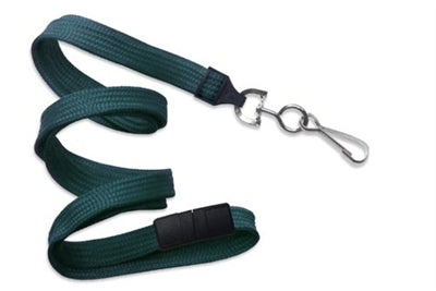 3/8" (10 MM) Flat Braid Breakaway Woven Lanyard with a Universal Slide Adapter and Nickel-Plated Steel Swivel Hook, Qty = 100