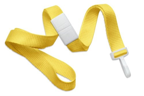 Yellow 5/8" (16 MM) Microweave Polyester Breakaway Lanyard with Narrow "No-Twist" Plastic Hook - Discontinued