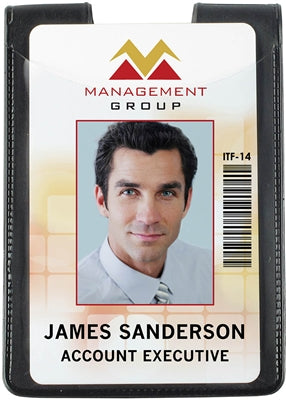 Magnetic Two Pocket Vertical Badge Holder With Thumb Notch - Credit Card Size - 501-N2A, Qty = 50