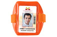 Fluorescent Orange Vertical Armband Badge Holder with Orange Strap - Credit Card Size - 504-ARNO, Qty = 25
