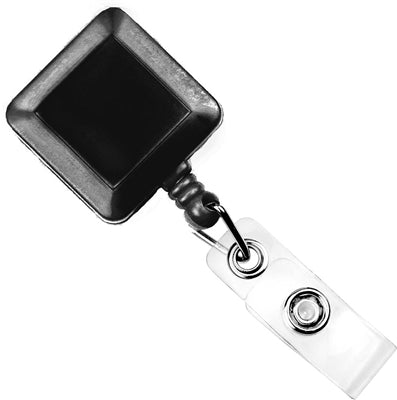 Square Economy Badge Reel with Clear Vinyl Strap and Belt Clip, Qty = 25