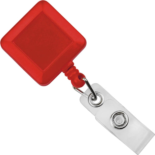 Square Economy Badge Reel with Clear Vinyl Strap and Belt Clip, Qty = 25