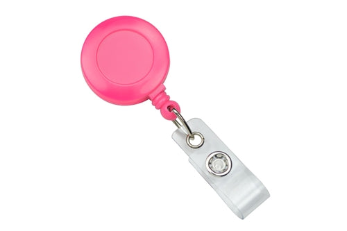 Round Neon Badge Reel with Clear Vinyl Strap and Belt Clip, Qty = 25