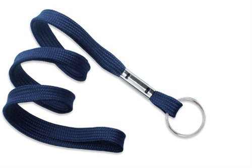 3/8" Flat Polyester Non-Breakaway Lanyard with Nickel-Plated Steel Split Ring, Qty = 100