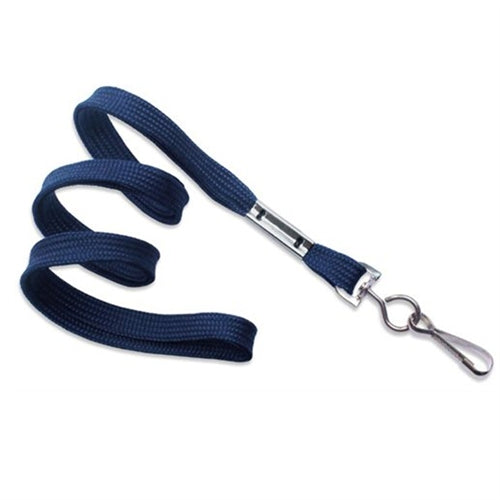 3/8" Flat Polyester Non-Breakaway Lanyard with Nickel-Plated Steel Swivel Hook, Qty = 100