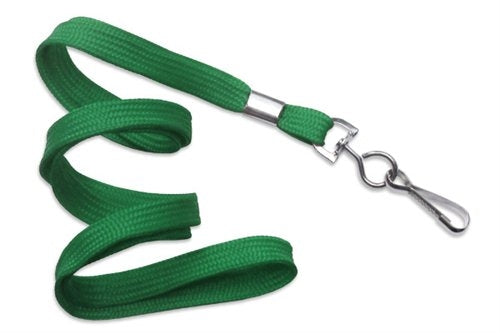 3/8" Flat Polyester Non-Breakaway Lanyard with Nickel-Plated Steel Swivel Hook, Qty = 100